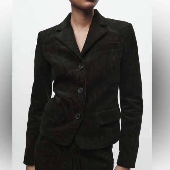 Zara Womens Limited Edition Courdoury Blazer Jacket Large Dark Olive Green - Picture 14 of 14